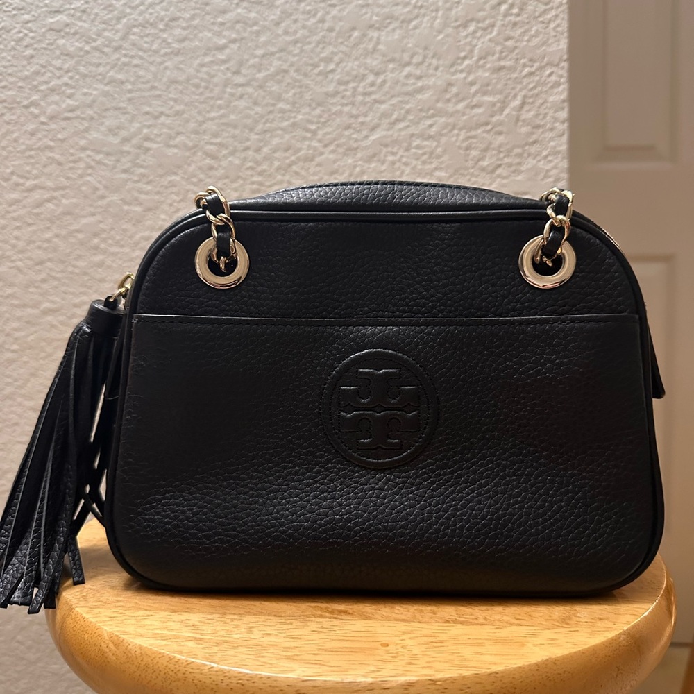Tory Burch Black Crossbody Bag with Gold Accents